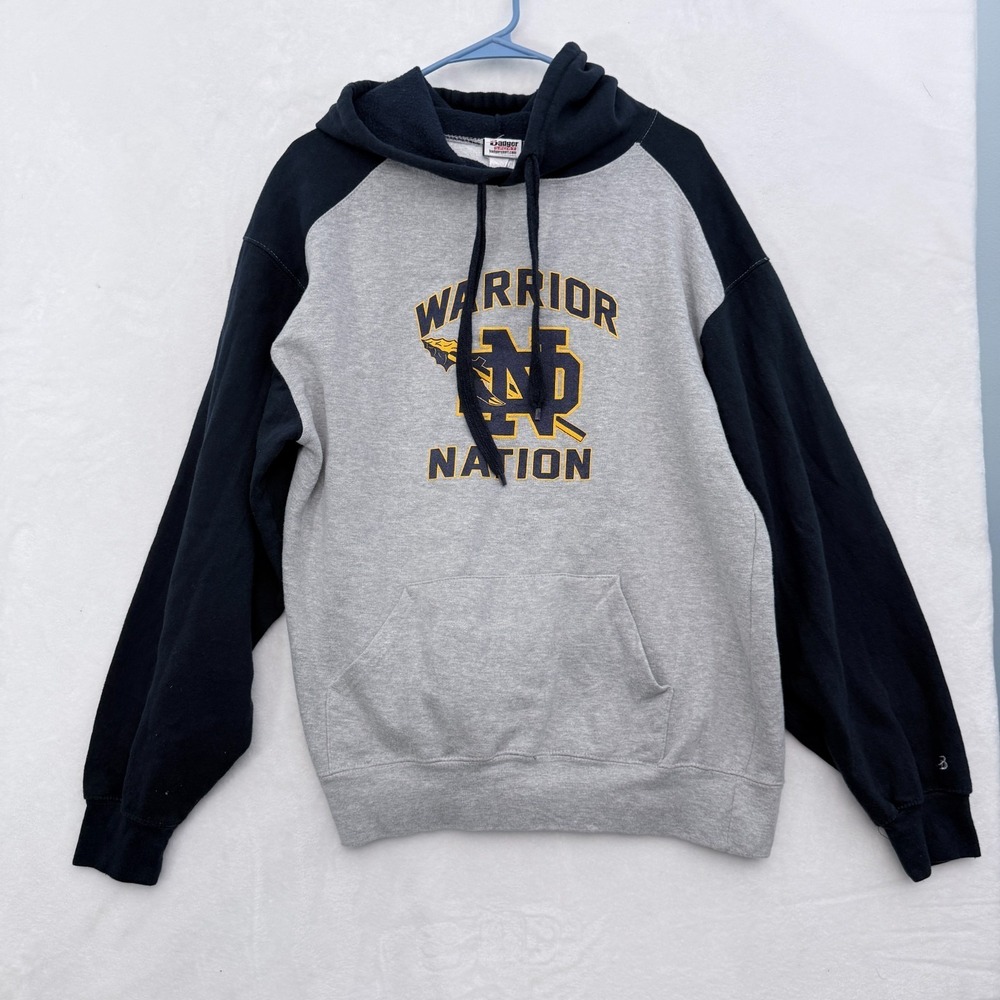 Notre Dame Hoodie Mens L Gray Warrior Nation Sweatshirt Pullover - Picture 1 of 9